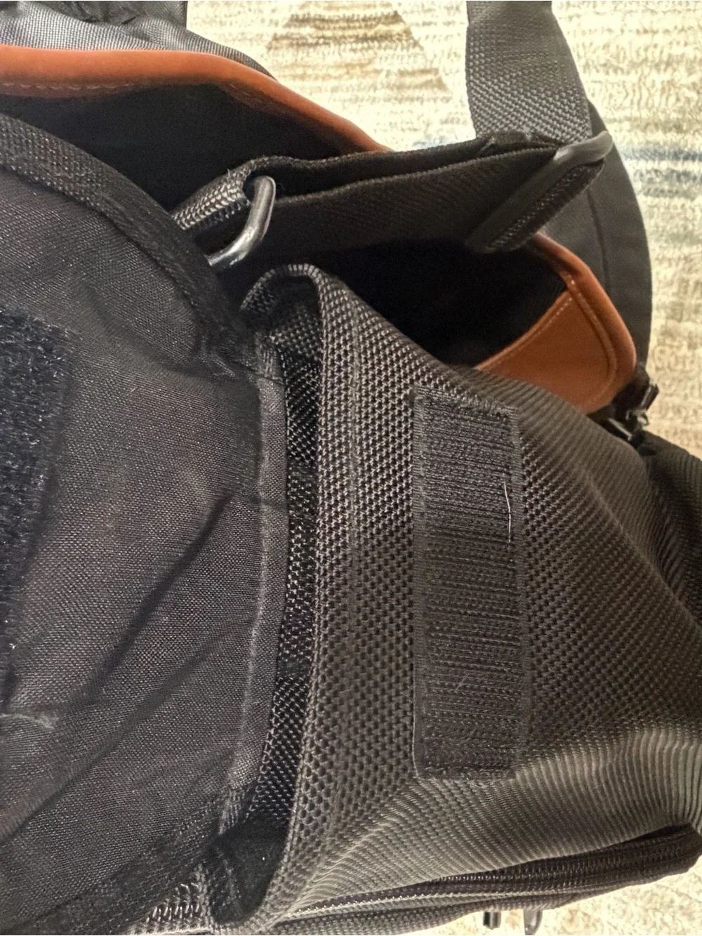 L.L. Bean Black Messenger Bag with Brown Trim
